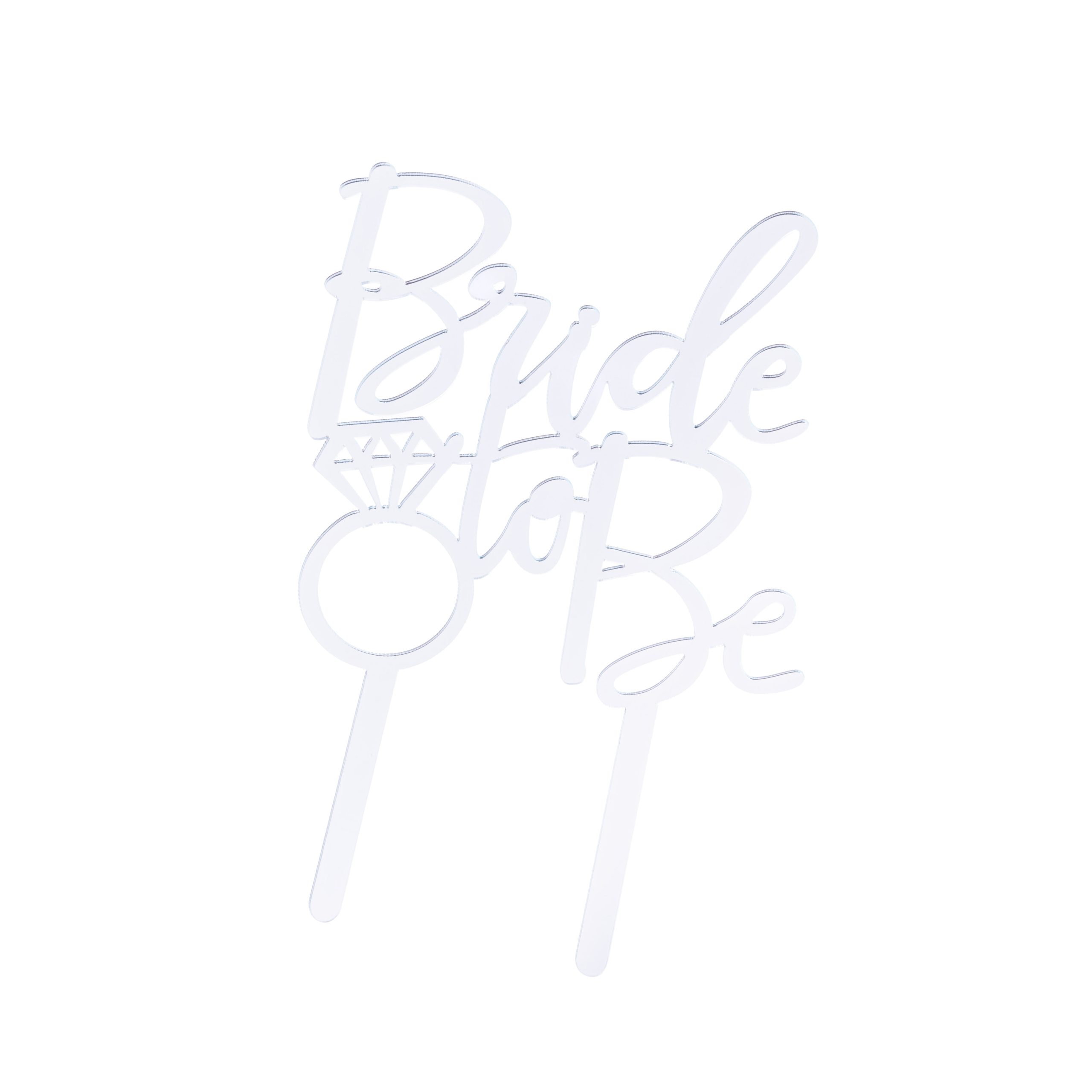 Topper tort Bride to be , argintiu , 13×11,5 cm