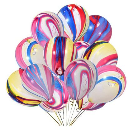 Set 10 baloane marmorate , multicolor , 35 cm