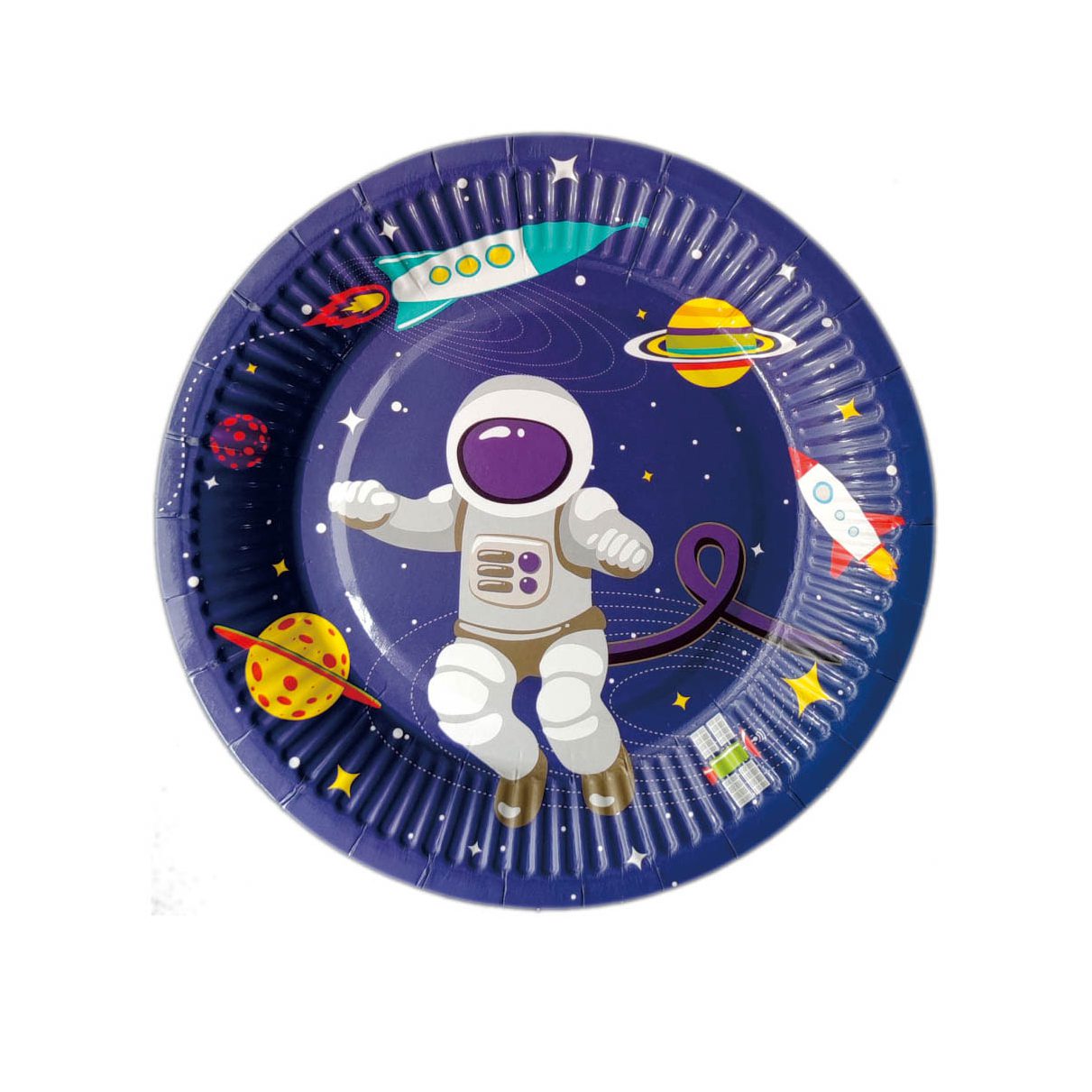 Set 8 farfurii din carton , astronaut , 18 cm