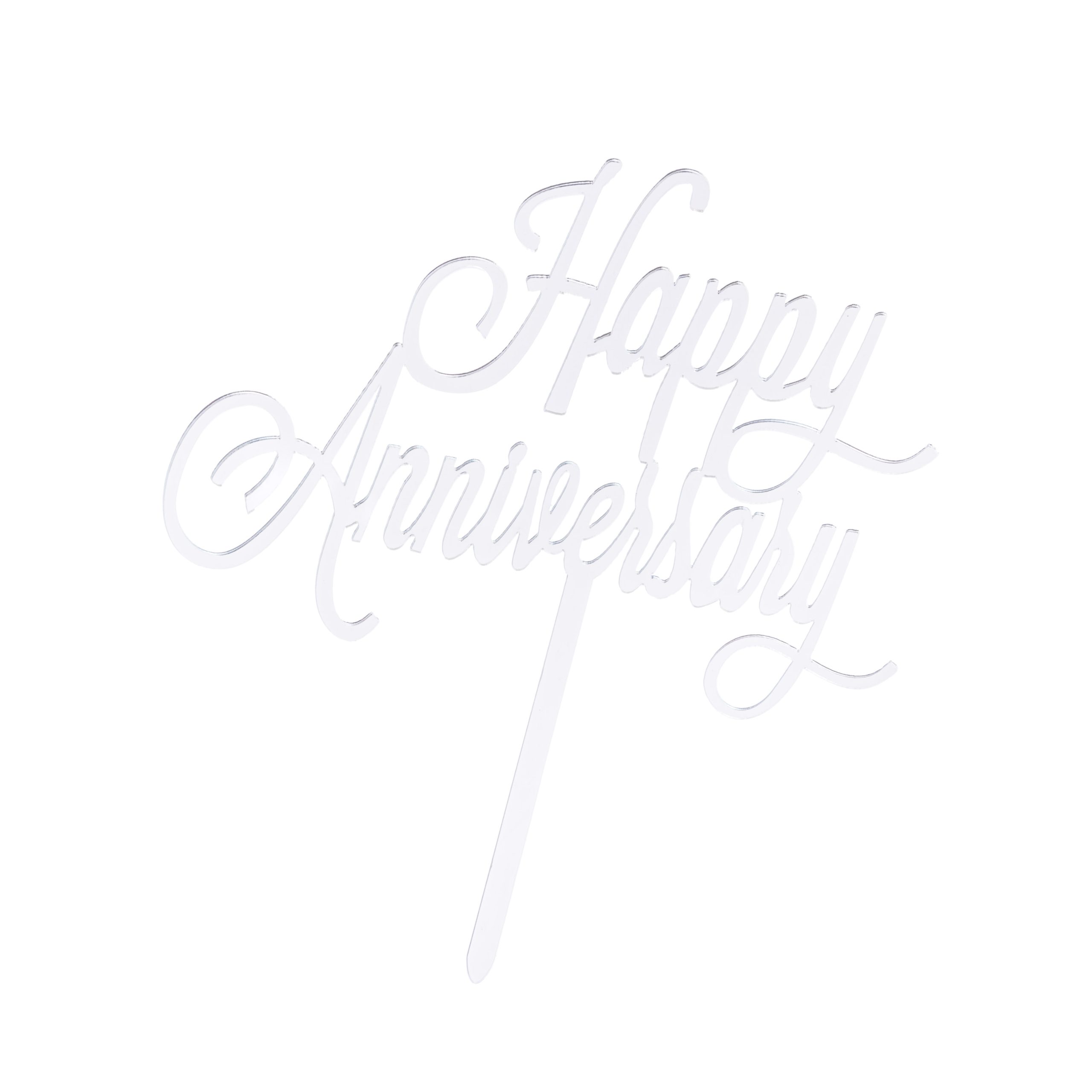 Topper tort Happy Anniversary , argintiu ,12×14 cm
