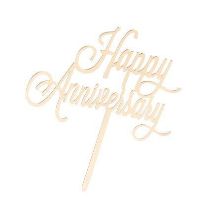 Topper tort Happy Anniversary , auriu ,12×14 cm