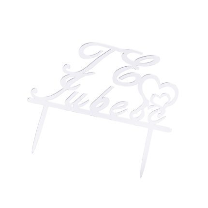 Topper tort Te iubesc , argintiu , 8×14 cm