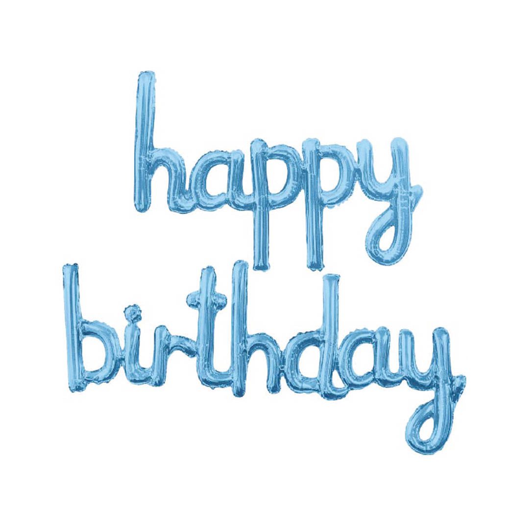 Set baloane happy birthday , folie metalizata , albastru deschis