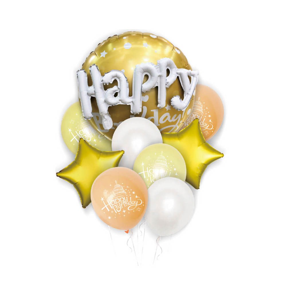 Set 9 baloane , Happy Birthday , auriu