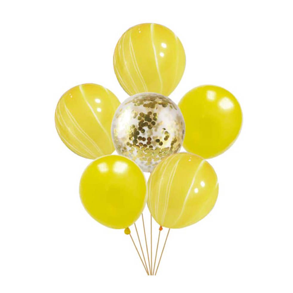Set 6 baloane latex cu confetti , galben