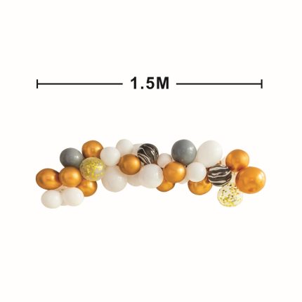 Set 34 baloane din latex , tip ghirlanda , alb si auriu