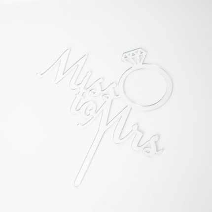 Topper tort Miss to Mrs , inel , argintiu , 10x16 cm