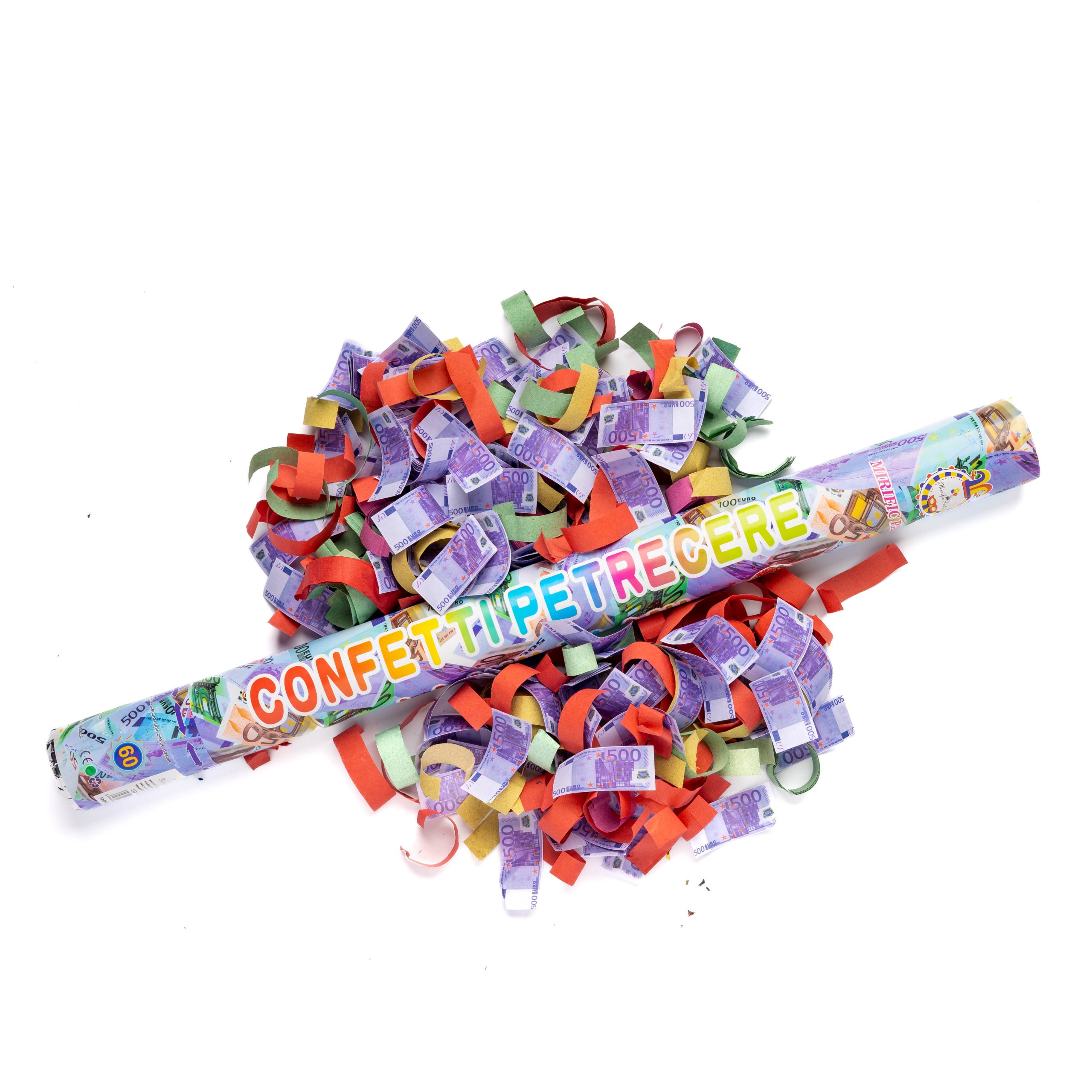 Tun confetti cu bancnote false euro , 60 cm