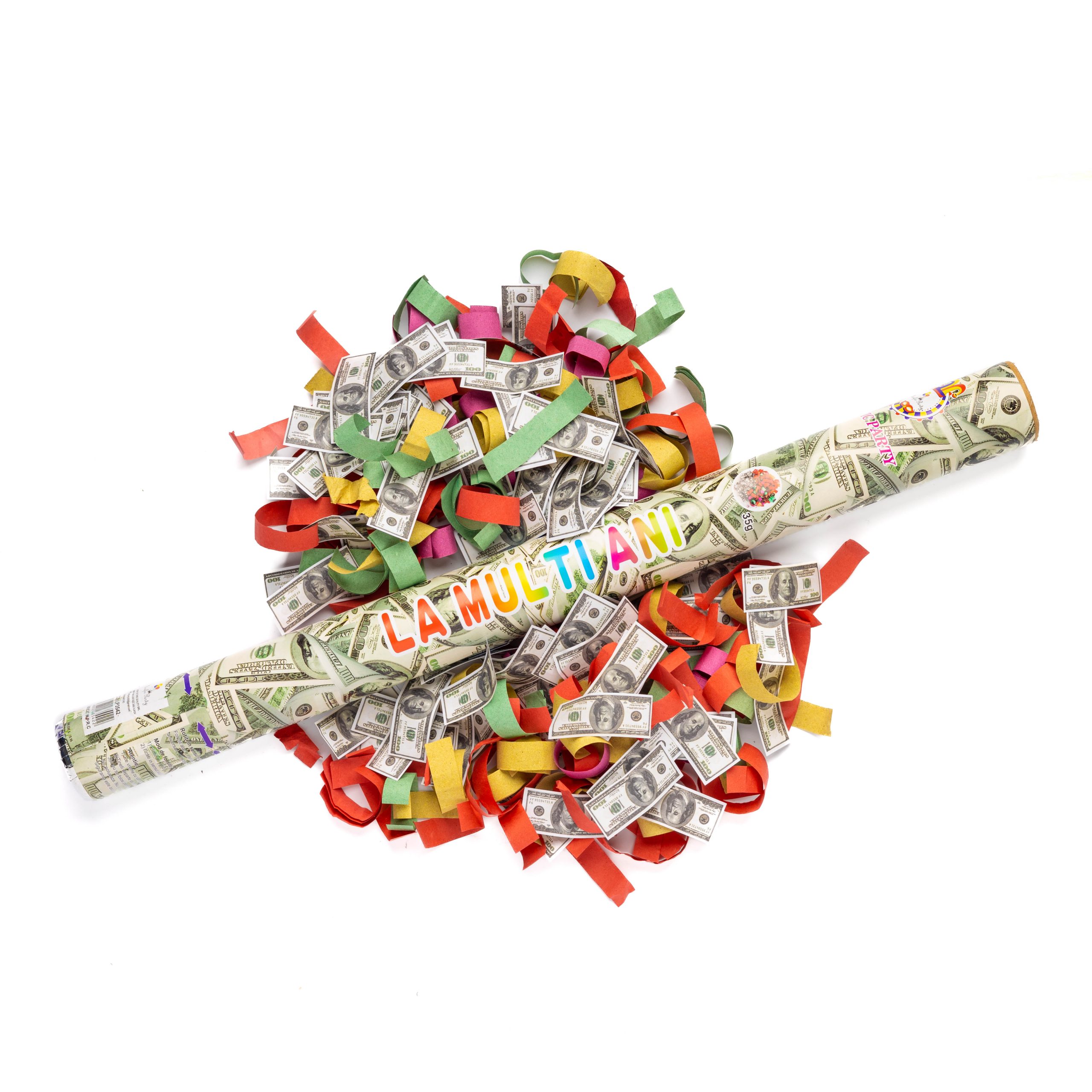 Tun confetti cu bancnote false dolari , 60 cm