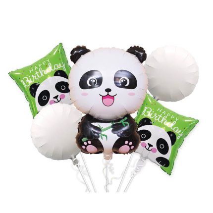 Set 5 baloane metalizate , figurina panda , multicolor