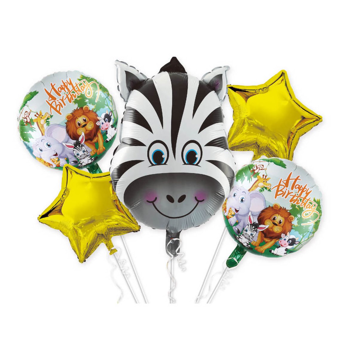 Set 5 baloane metalizate , figurina zebra , multicolor