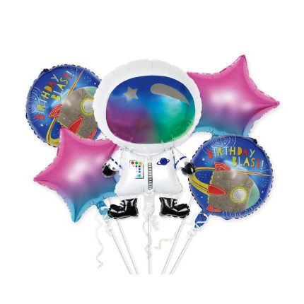 Set 5 baloane metalizate , figurina astronaut , multicolor