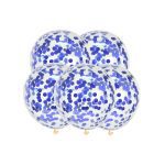 Set 5 baloane transparente cu confetti albastre , 35 cm