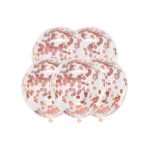 Set 5 baloane transparente cu confetti rose gold , 35 cm