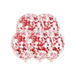 Set 5 baloane transparente cu confetti rosii , 35 cm