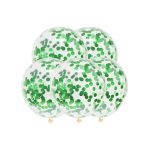 Set 5 baloane transparente cu confetti verzi , 35 cm