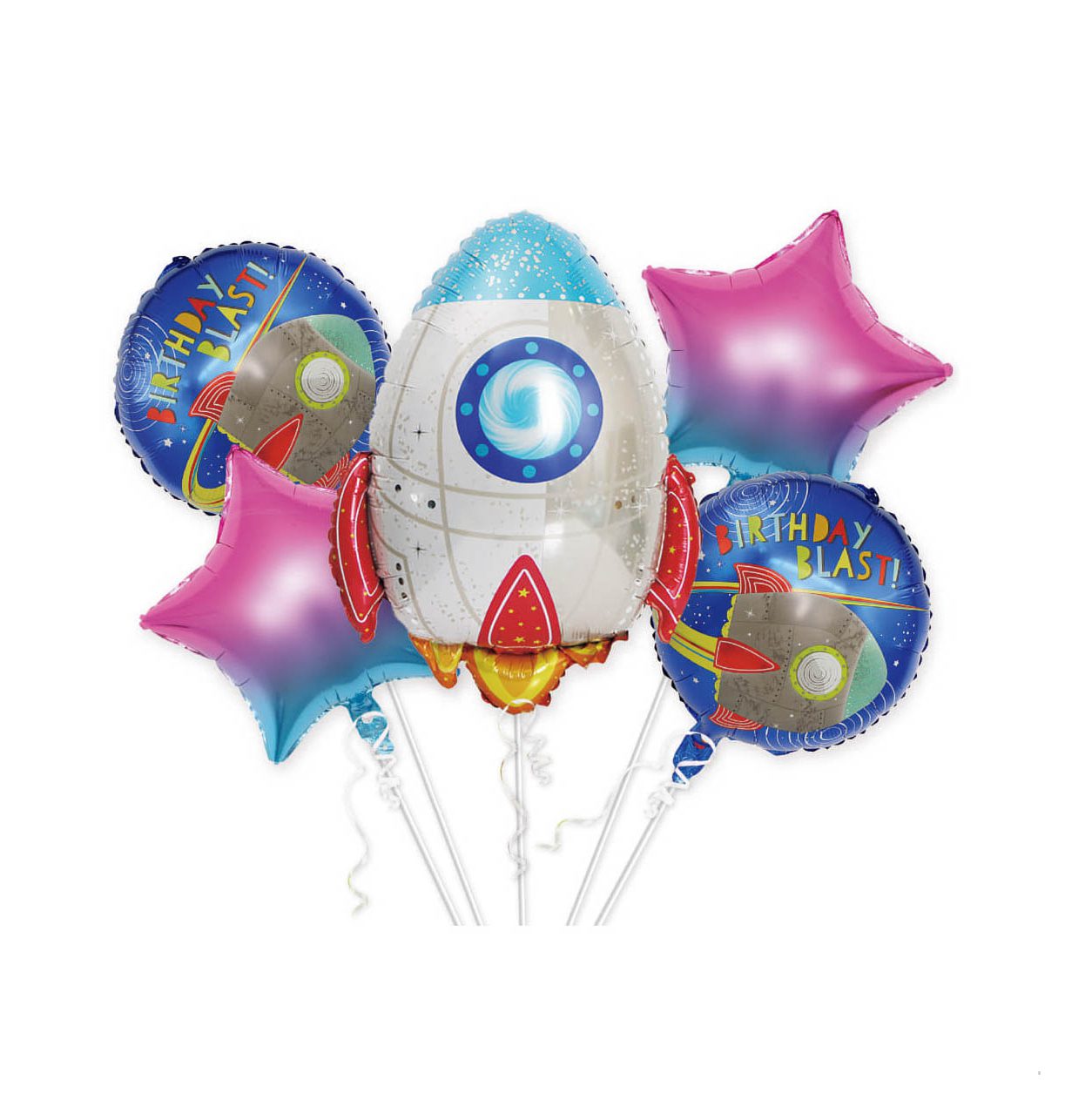 Set 5 baloane din folie metalizata , spatiu cosmic , multicolor