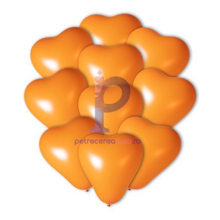 Set 25 baloane din latex , forma inima , portocaliu , 25 cm