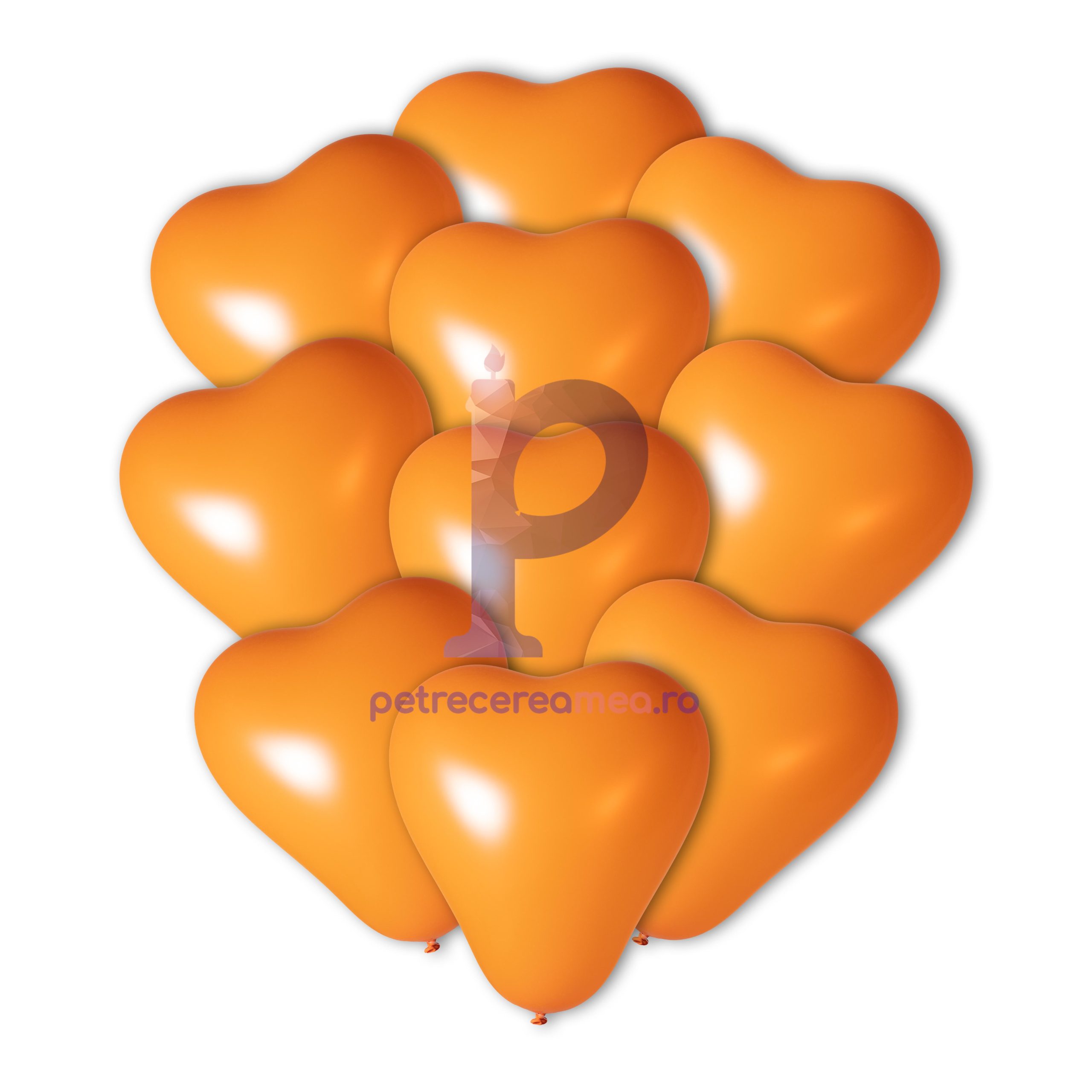 Set 25 baloane din latex , forma inima , portocaliu , 25 cm
