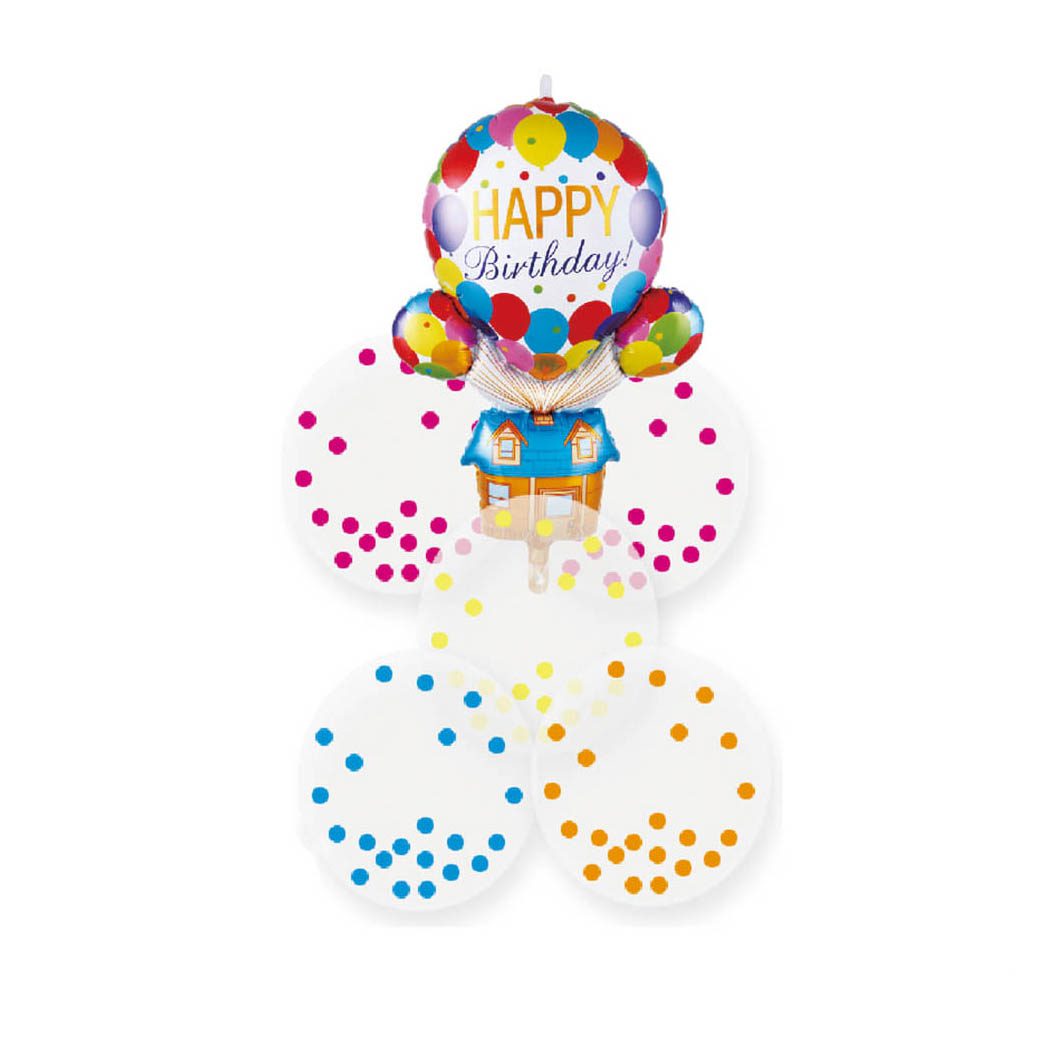 Set 6 baloane latex si metalizate , Happy Birthday , multicolor