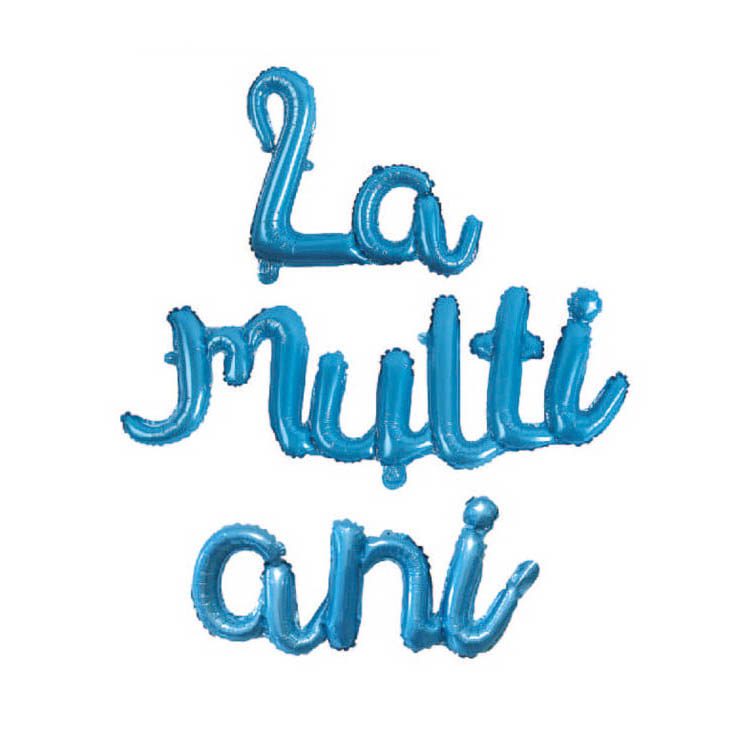 Set baloane din folie metalizata , La Multi Ani , albastru