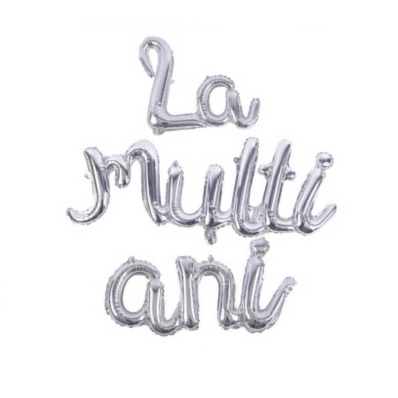 Set baloane din folie metalizata , La Multi Ani , argintiu