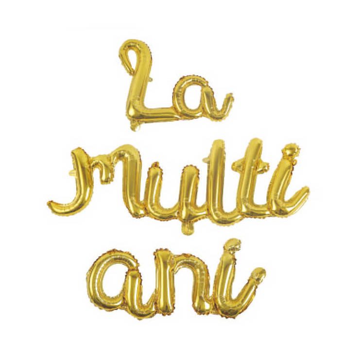 Set baloane din folie metalizata , La Multi Ani , auriu