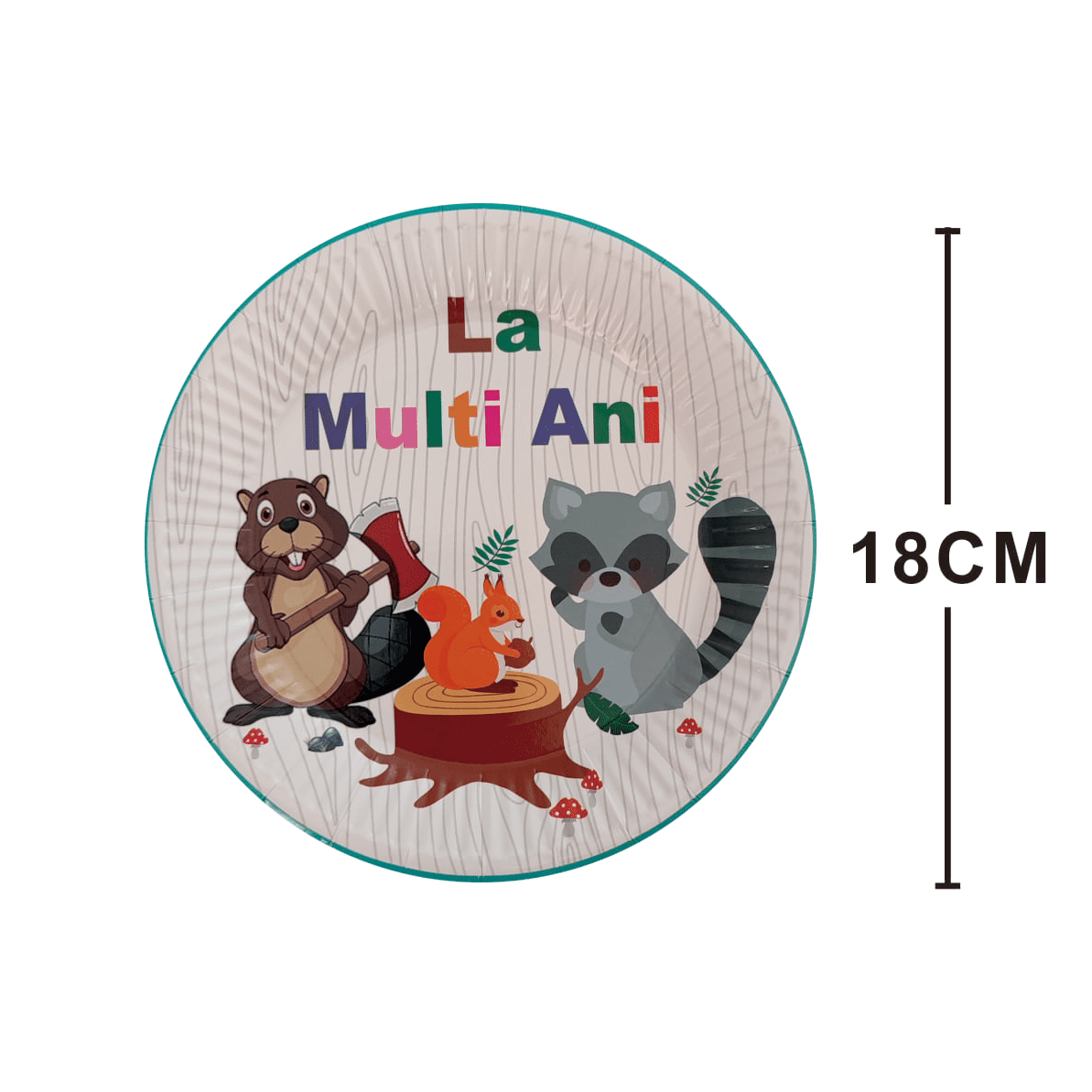 Set 8 farfurii din carton , animalute ,18 cm