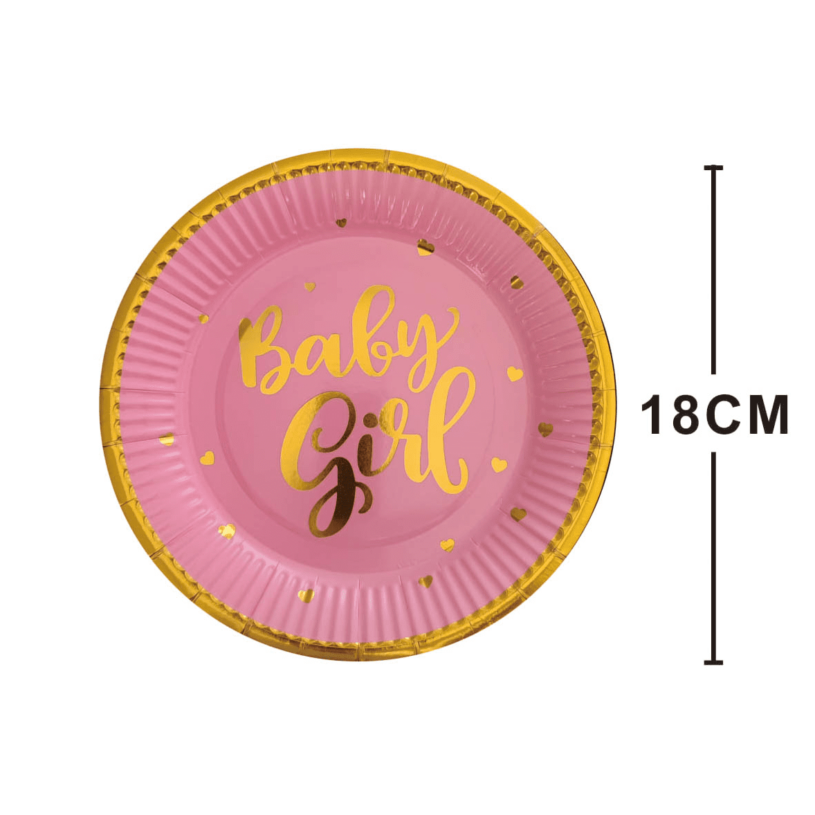 Set 8 farfurii din carton , baby girl , 18 cm