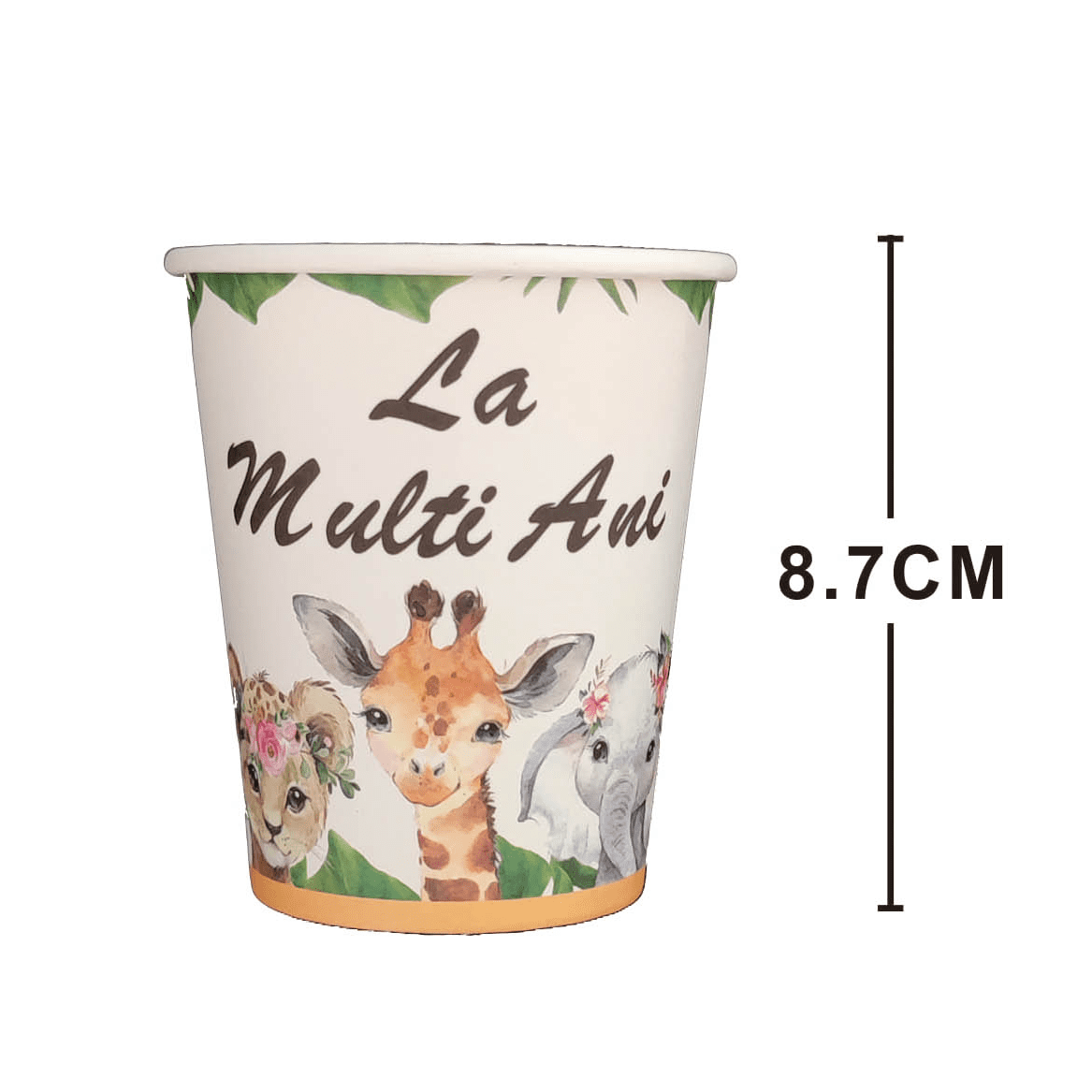 Set 6 pahare din carton , animalute , 8.7 cm