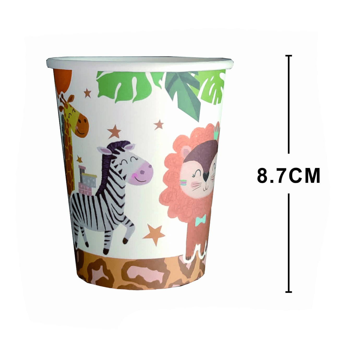 Set 6 pahare din carton , animalute , 8.7 cm