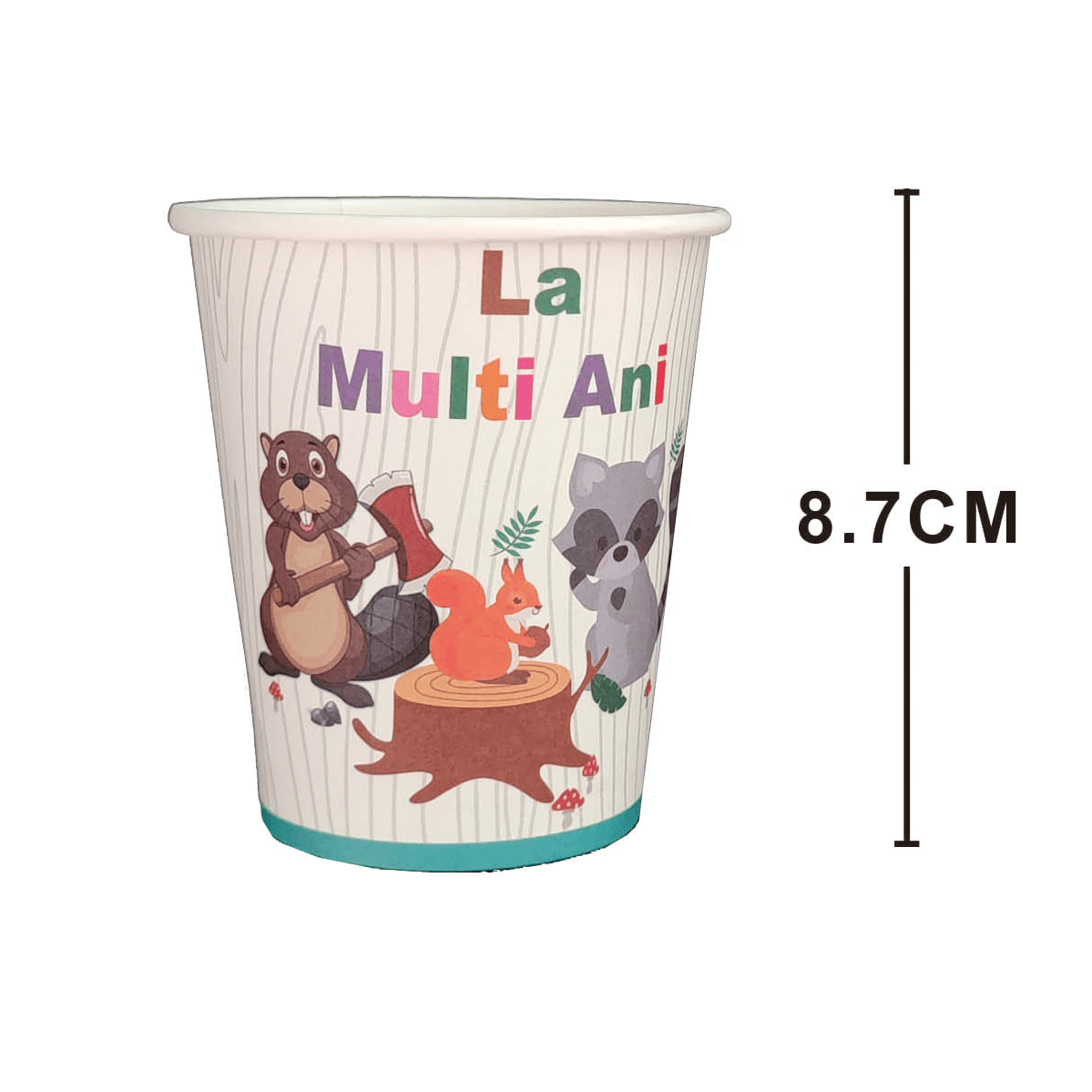 Set 8 pahare din carton , animalute , 8.7 cm