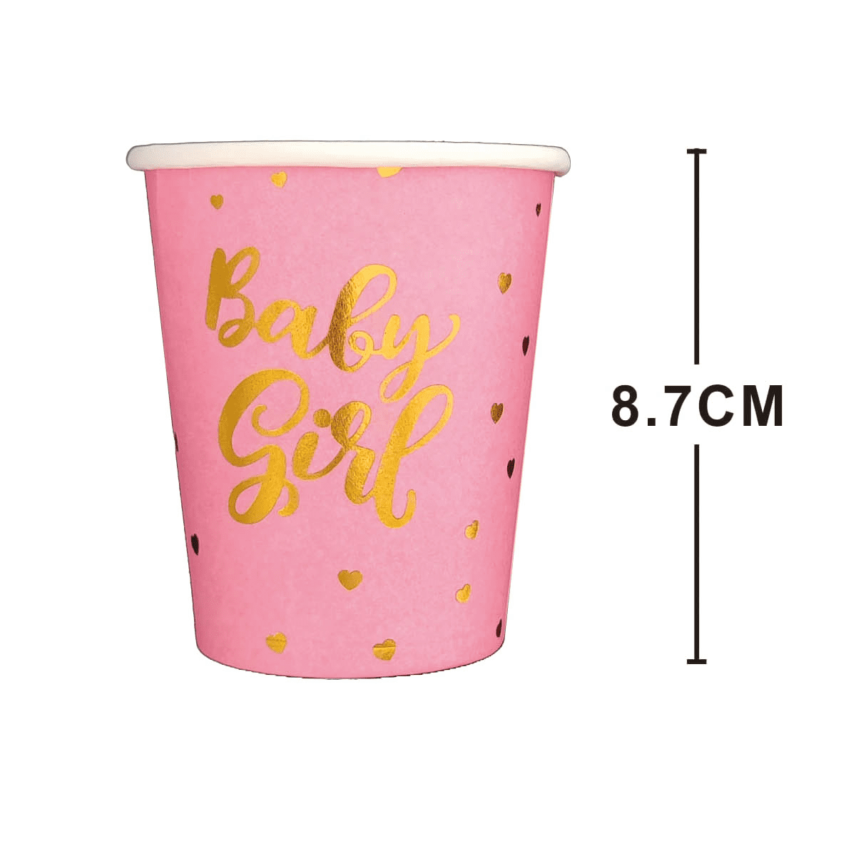 Set 8 pahare din carton , baby girl , 8.7 cm