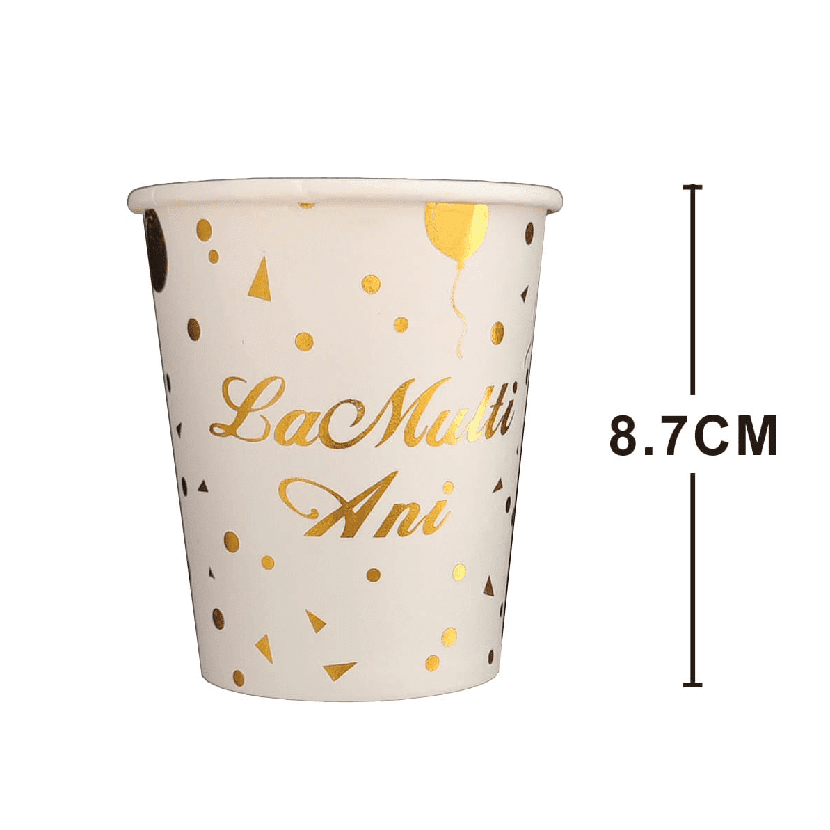 Set 8 pahare din carton , la multi ani , 8.7 cm