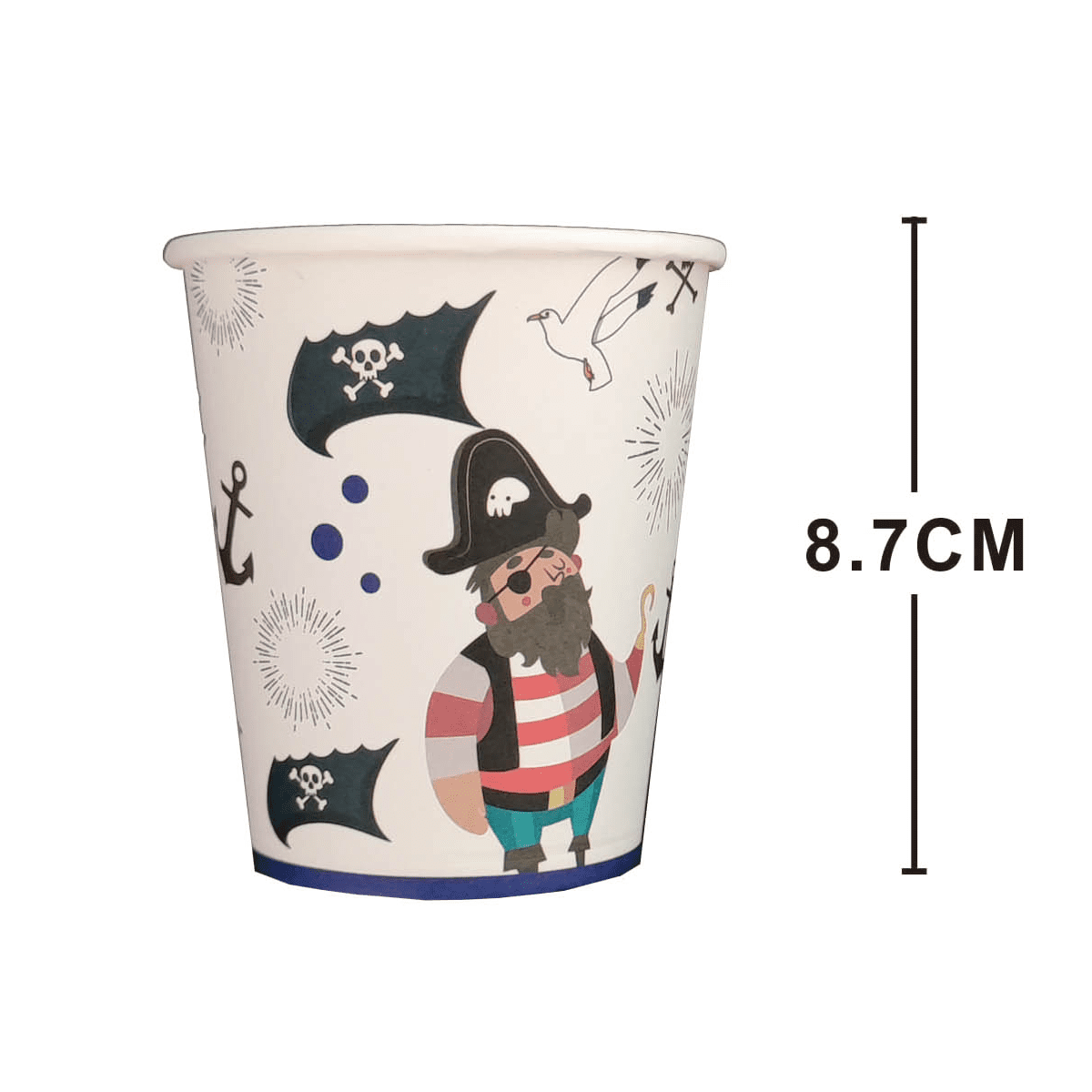 Set 8 pahare din carton , pirat , 8.7 cm