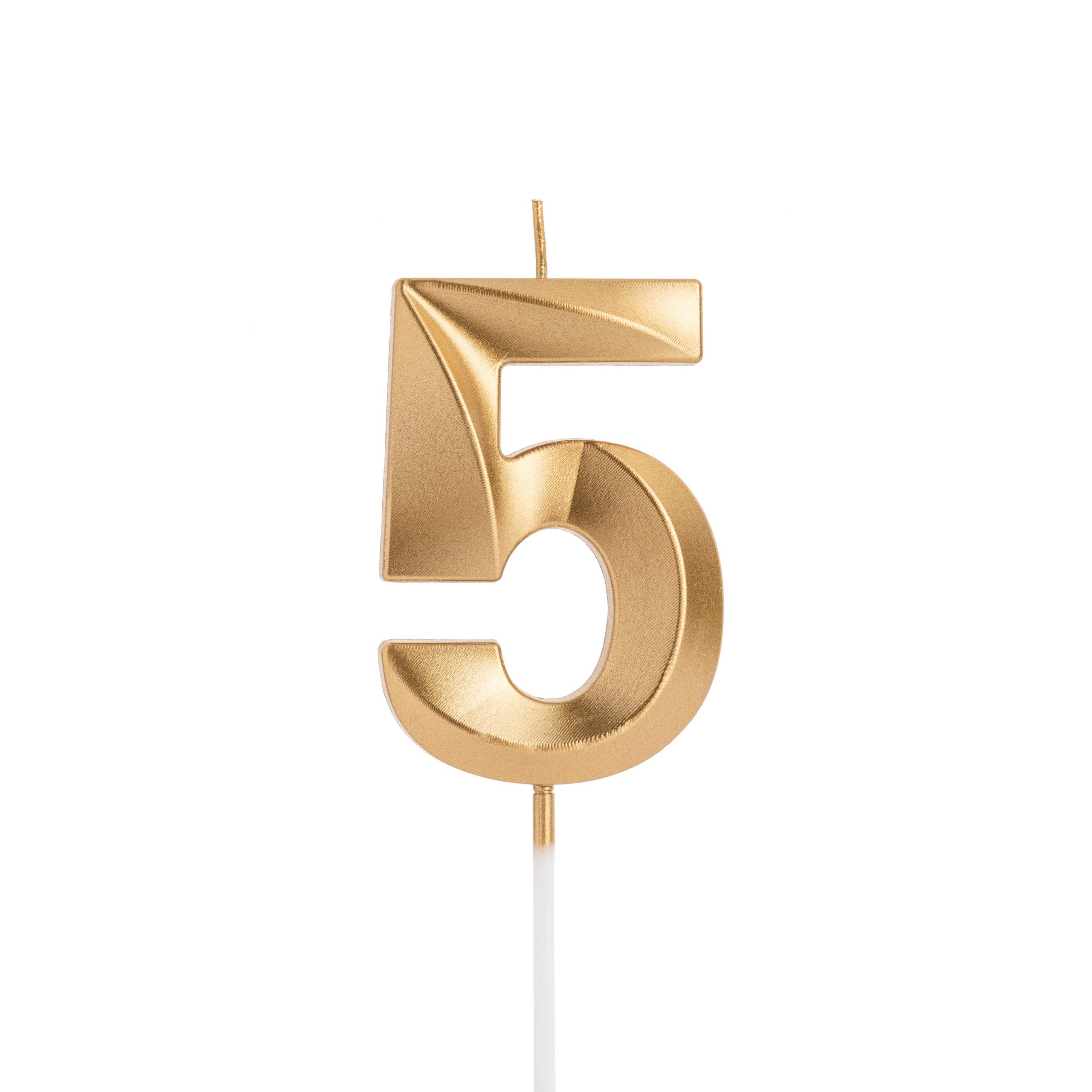 Lumanare tort tip mat , auriu , cifra 5