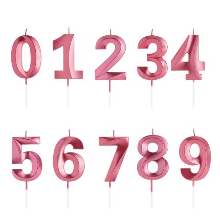 Lumanare tort tip mat , rosu , cifra 0-9 , 7 cm
