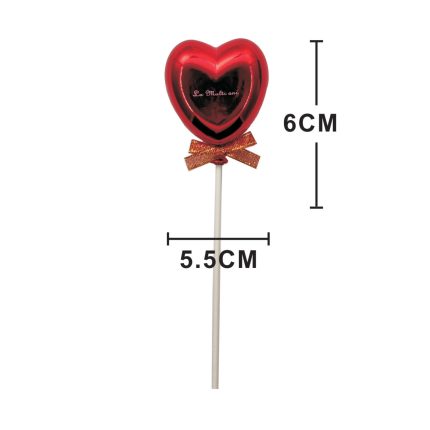 Decoratiune pentru tort , forma inima , la multi ani , rosu