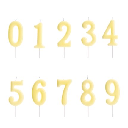 Lumanare tort tip pastel, galben , cifra 0-9