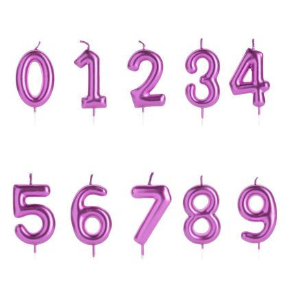 Lumanare tort tip sidefat , mov inchis , cifrele 0-9 , 6 cm