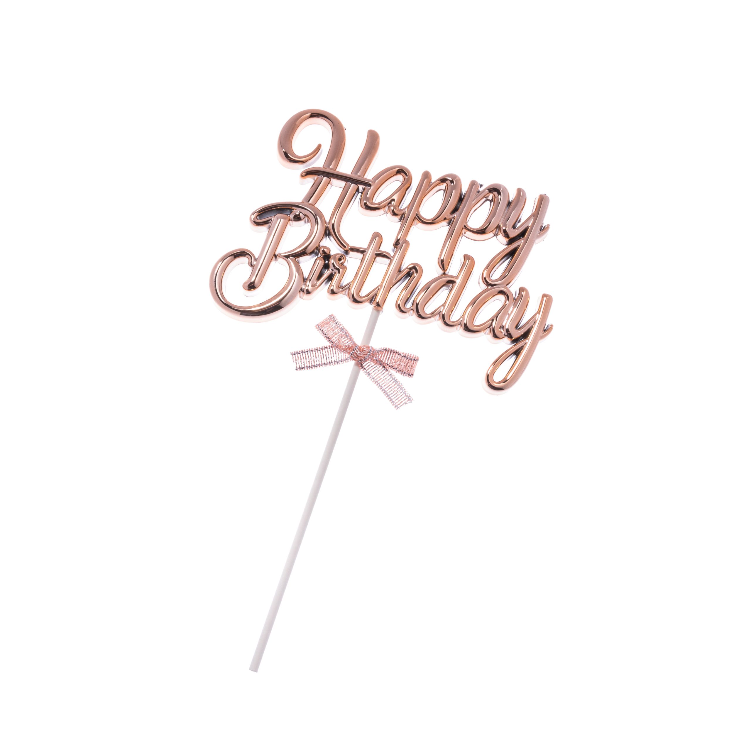 Topper tort , Happy Birthday , rose gold , 12×9 cm