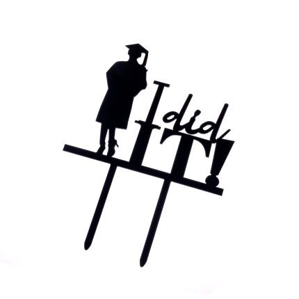 Topper tort , I did IT , absolvire , negru , 13×11 cm