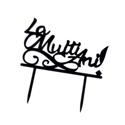 Topper tort , La Multi Ani , negru , 16x10 cm