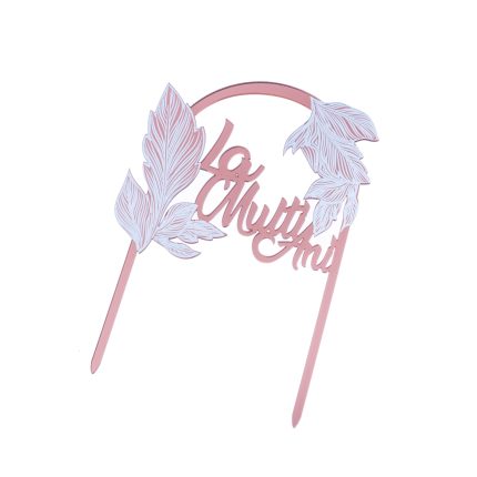 Topper tort La Multi Ani , rose gold , 10x10 cm