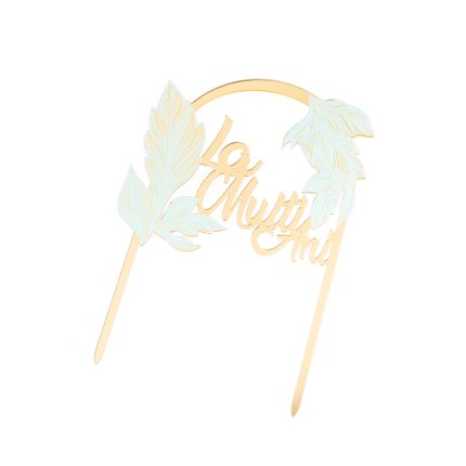 Topper tort La multi ani , auriu ,10×10 cm