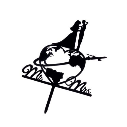 Topper tort Mr Mrs , negru , 13x13 cm