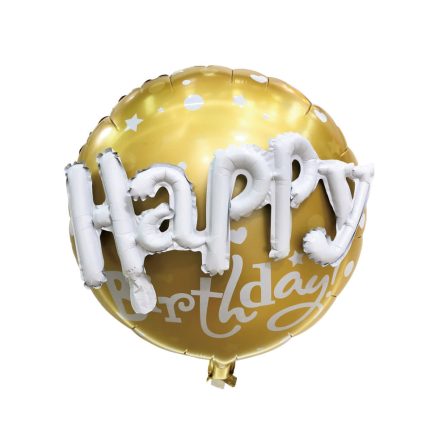 Balon din folie metalizata , Happy Birthday , auriu , 55 cm