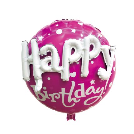 Balon din folie metalizata , Happy Birthday , roz , 55 cm