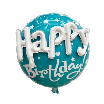 Balon din folie metalizata , Happy Birthday , turcoaz , 55 cm