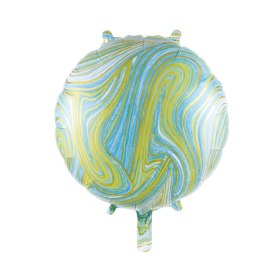 Balon marmorat din folie metalizata , rotund , albastru , 45 cm